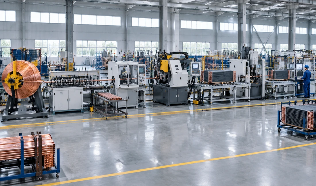 Automated coil production line connecting multiple manufacturing operations