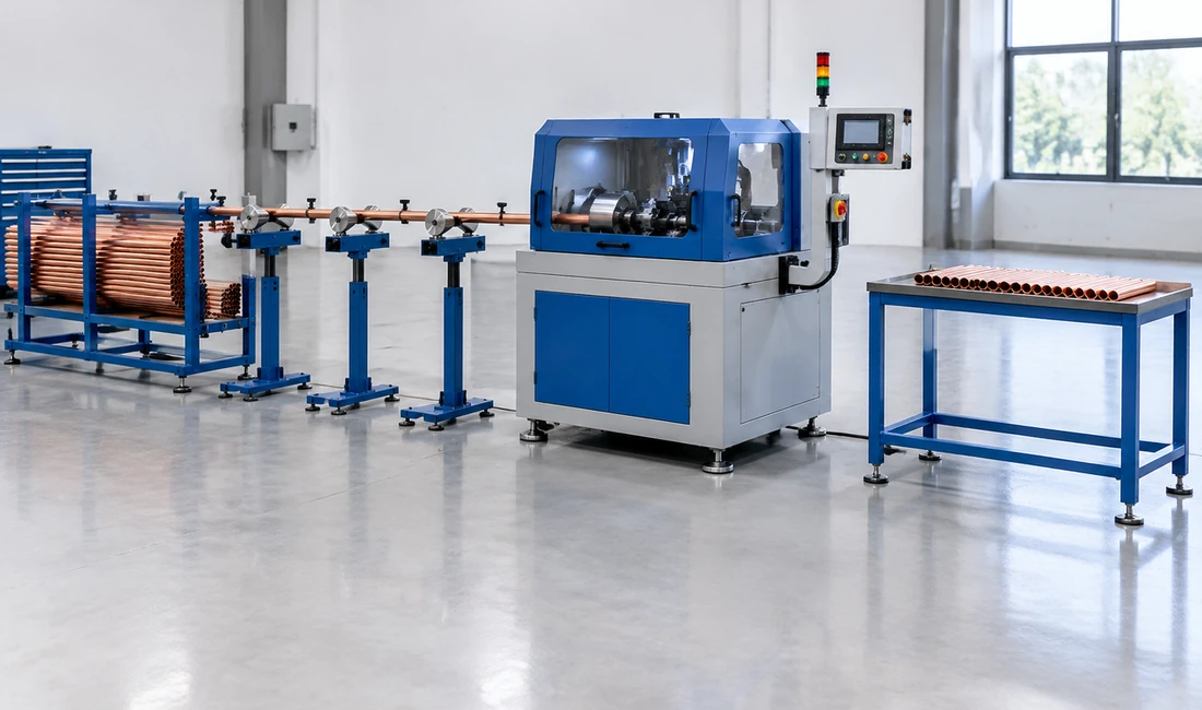 Standalone tube cutting machine operating as an independent workstation