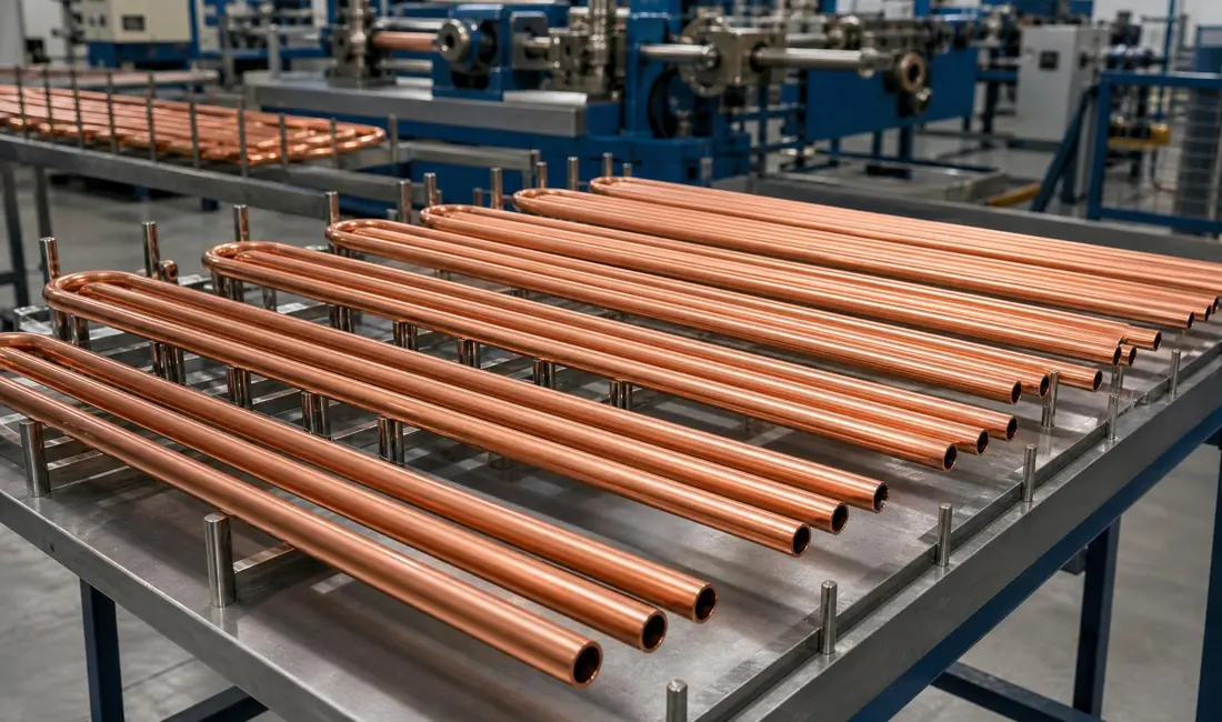 Copper hairpin tubes formed for HVAC coil production