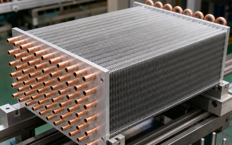 Fin-and-tube coil assembly prepared for mechanical tube expansion