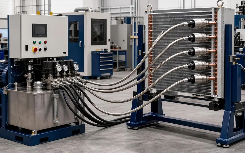 Hydraulic tube expansion equipment with pump and expansion tooling