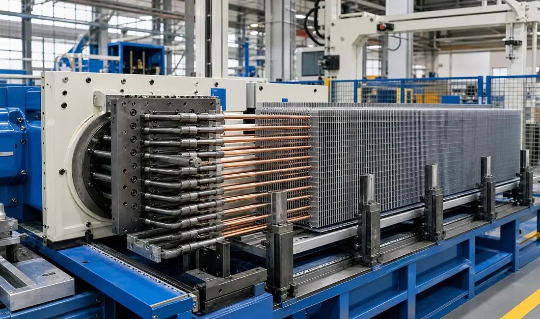 Mechanical tube expansion machine assembling a fin-and-tube coil