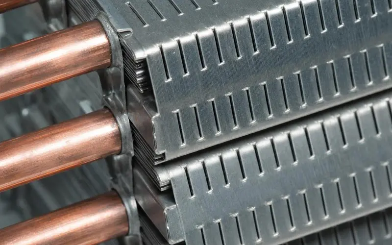 Slit-fin surface on an HVAC heat exchanger coil