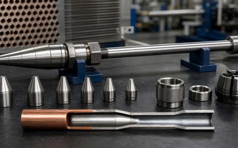 Tube expander mandrel and tooling used for controlled mechanical expansion